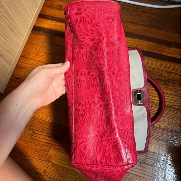 Coach Pinnacle Harper Satchel Bag with Detachable Shoulder Strap, Red Lizard - Picture 11 of 16